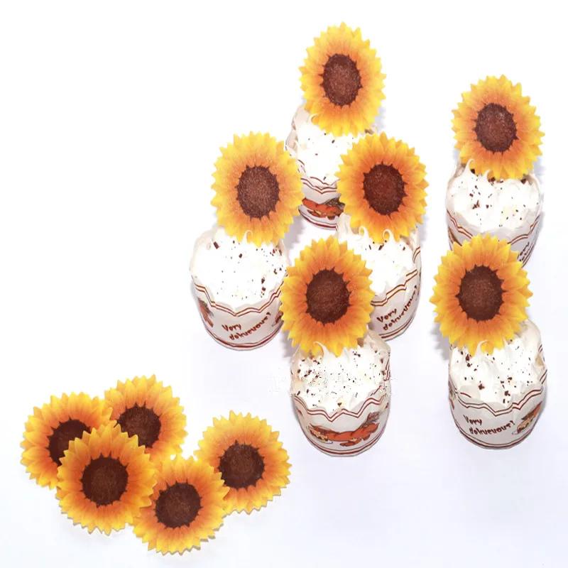 Подсолнух съедобный торт Топпер вафель рисовая бумага украшение для печенья