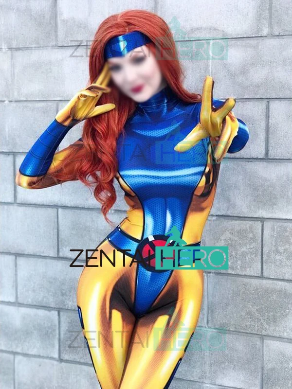 Костюм для косплея с 3D принтом X-men 90s Phoenix, джинсовый серый костюм супергероя, лайкра, спандекс, костюм зентай на Хэллоуин