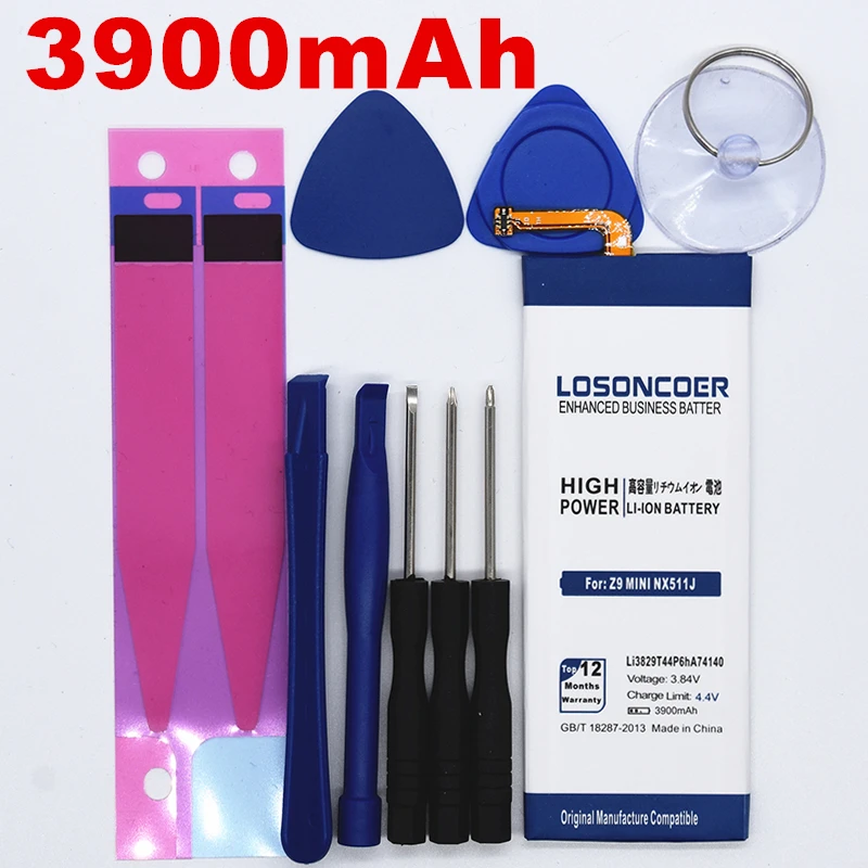 Мини аккумулятор LOSONCOER 3900 мАч Li3829T44P6hA74140 для ZTE Nubia Z7 Z9 NX508J NX510J NX511J Max Plus