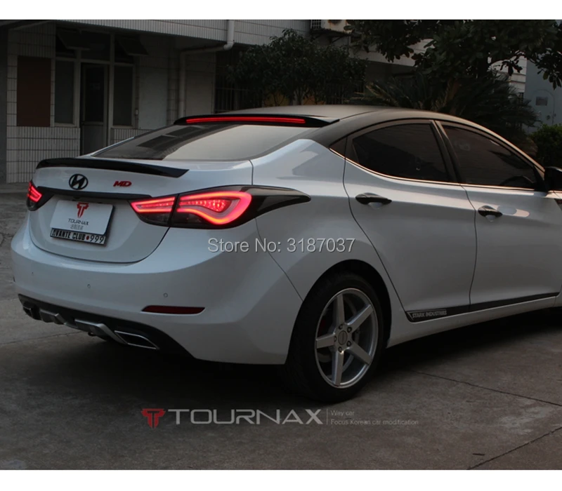 Для hyundai elantra 2011- со светодиодный светильник ABS пластик Неокрашенный задний спойлер на крыло, крышу багажник губы крышка багажника автомобиля Стайлинг