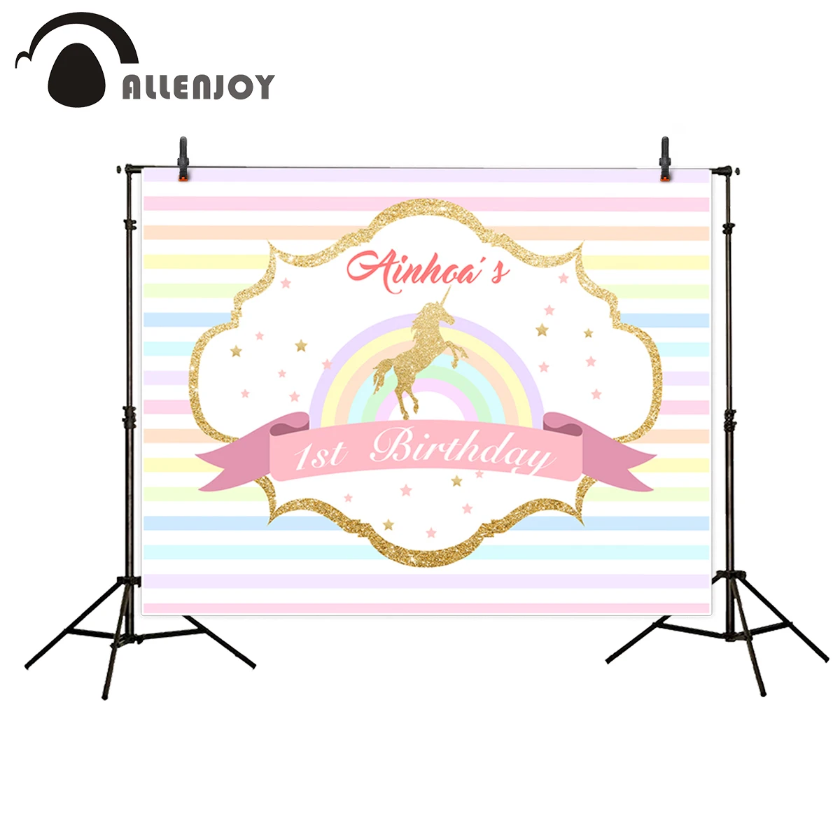 Фон для фотосъемки новорожденных Allenjoy красочный золотой единорог день рождения