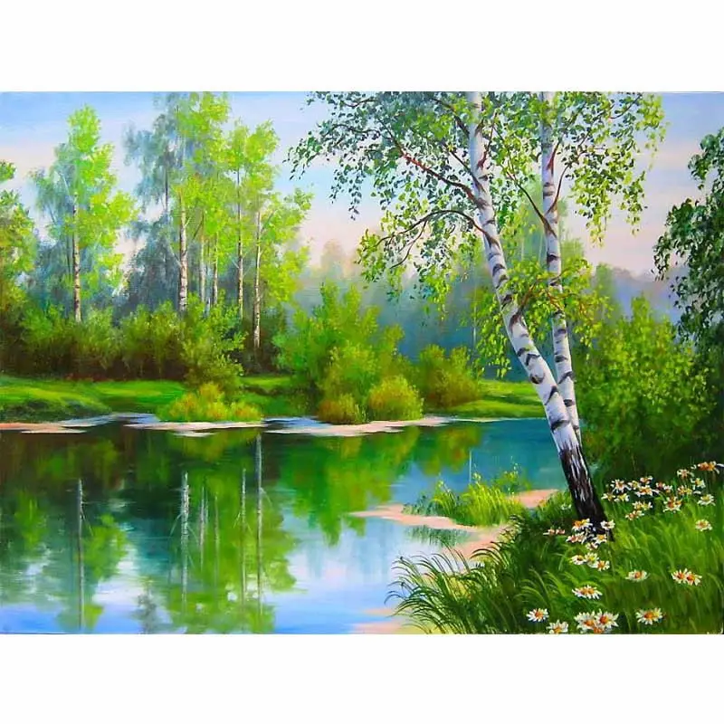 CHUNXIA в рамке DIY картина по номерам речной пейзаж Акриловая картина современного искусства домашний декор для гостиной 40x50 см RA3111 - Цвет: RA3051