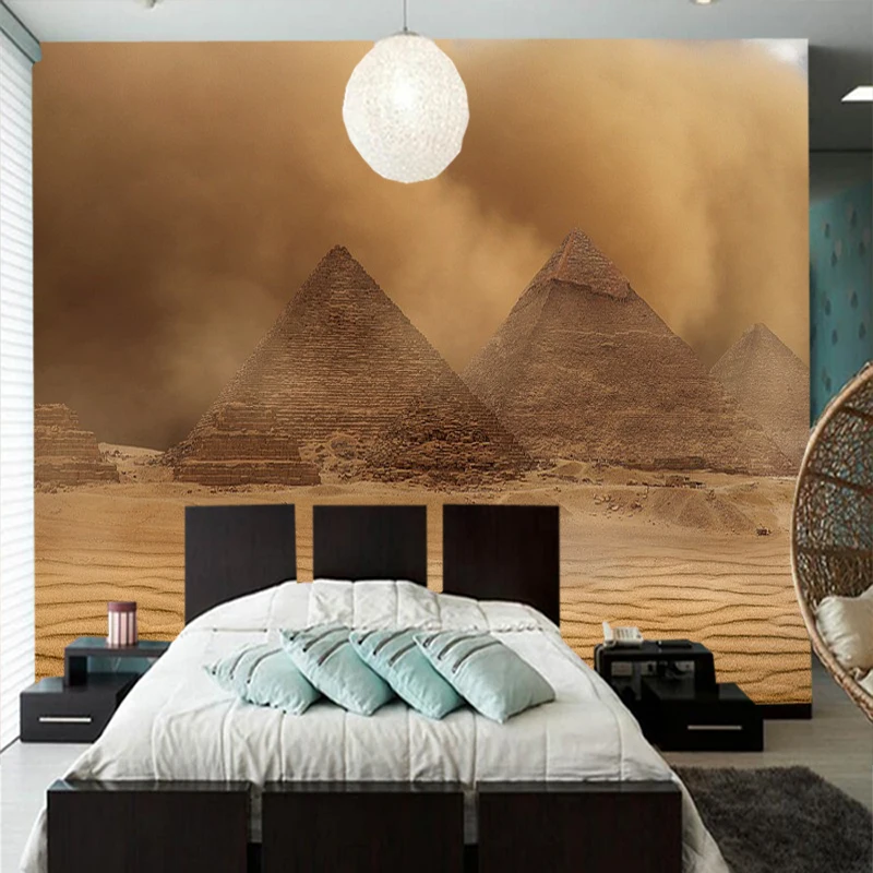 Custom papel de parede 3d desert pyramid storm mural used for living room bedroom sofa background decorative wallpaper | Обустройство
