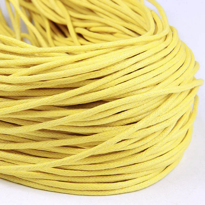 Yellow 10 м 2 мм Шнур для бисероплетения красный черный Вощеная хлопковая оплетка веревка для DIY ожерелье браслет DIY Изготовление ювелирных изделий 13 цветов Corde поставщик - Цвет: Yellow