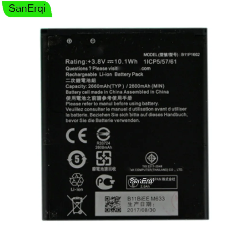 

B11P1602 Battery for ASUS Zenfone Go 5" ZB500KL X00AD X00ADA X00ADC Batterie Bateria 2600mAh