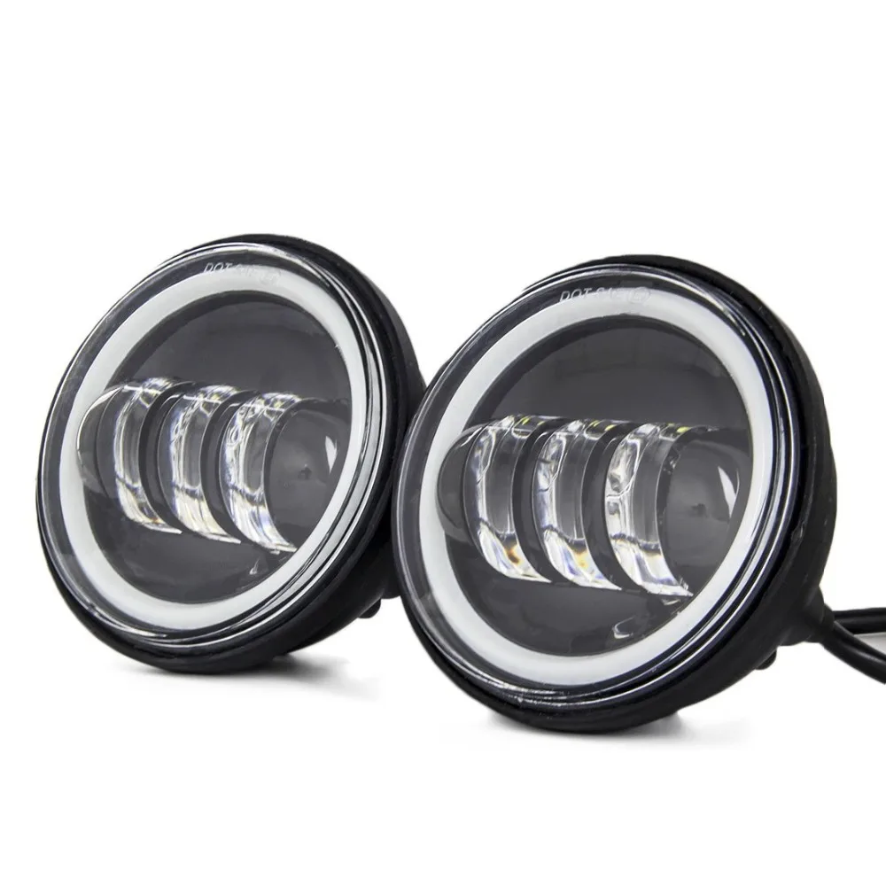 4 1/2" 4.5 Inch for harley Motorcycle LED Fog Light Passing Auxiliary Lamps White Halo Ring For Harley Touring Road king |