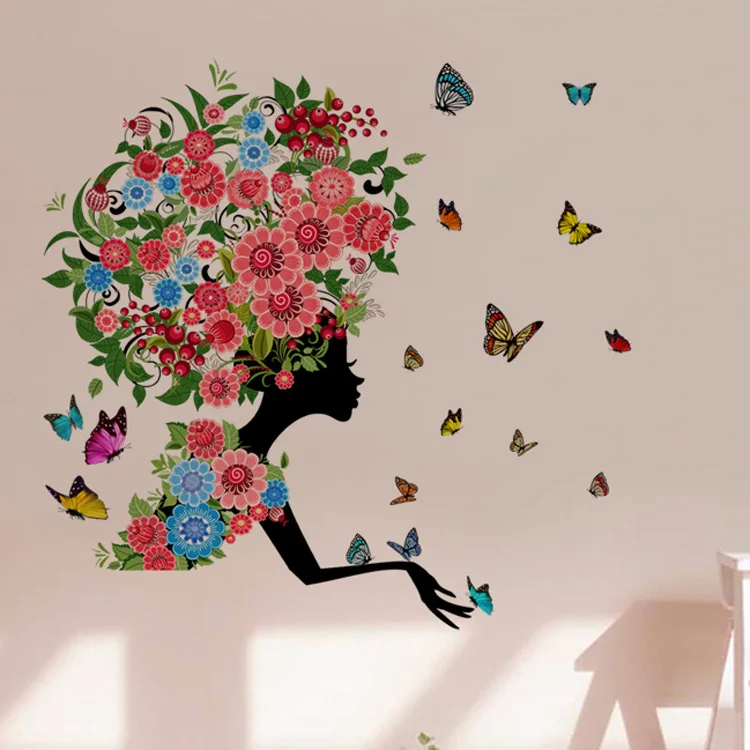 New 3D Flower Fairy Pokemon Girl Kids Rooms Home Decor Wall Stickers Wallpaper Children Adesivo De Parede Poster Mural | Дом и сад