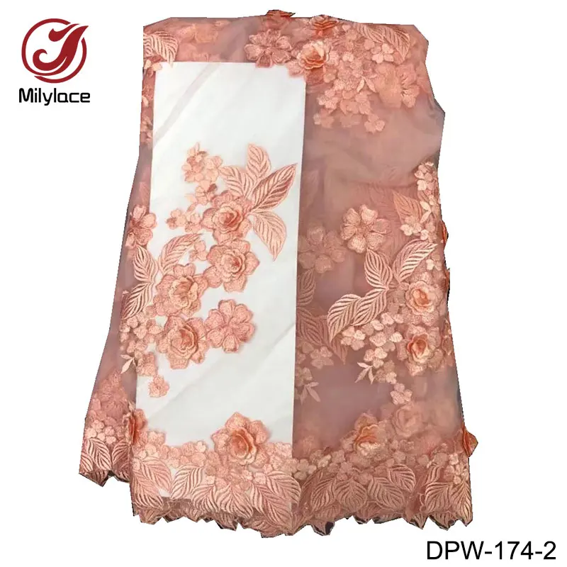 Персиковое кружево аппликации французского кружева с цветами 4 57 М длинные