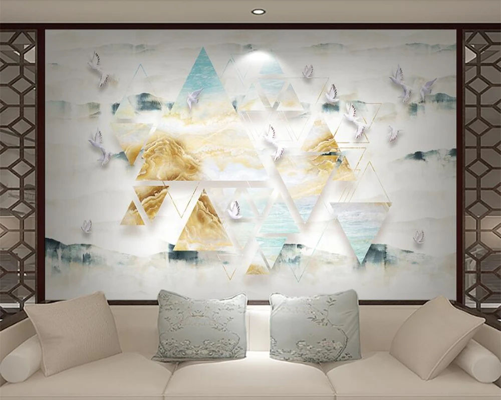 Papel de pared Marble landscape modern minimalistic geometric 3d wallpaper living room sofa TV background kids' murals | Обустройство