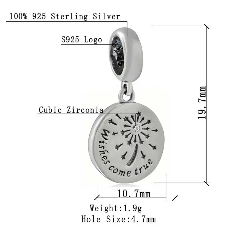 Soulbead Wishing Fireworks Dangle Charm with White Zircon Fit Pandora Charms Silver 925 Original Beads For Friend Gift | Украшения и