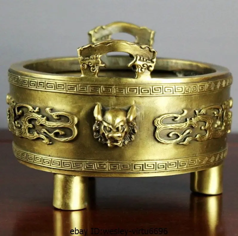 Китайский латунный медный Рафинированный Дракон игровой шарик голова льва