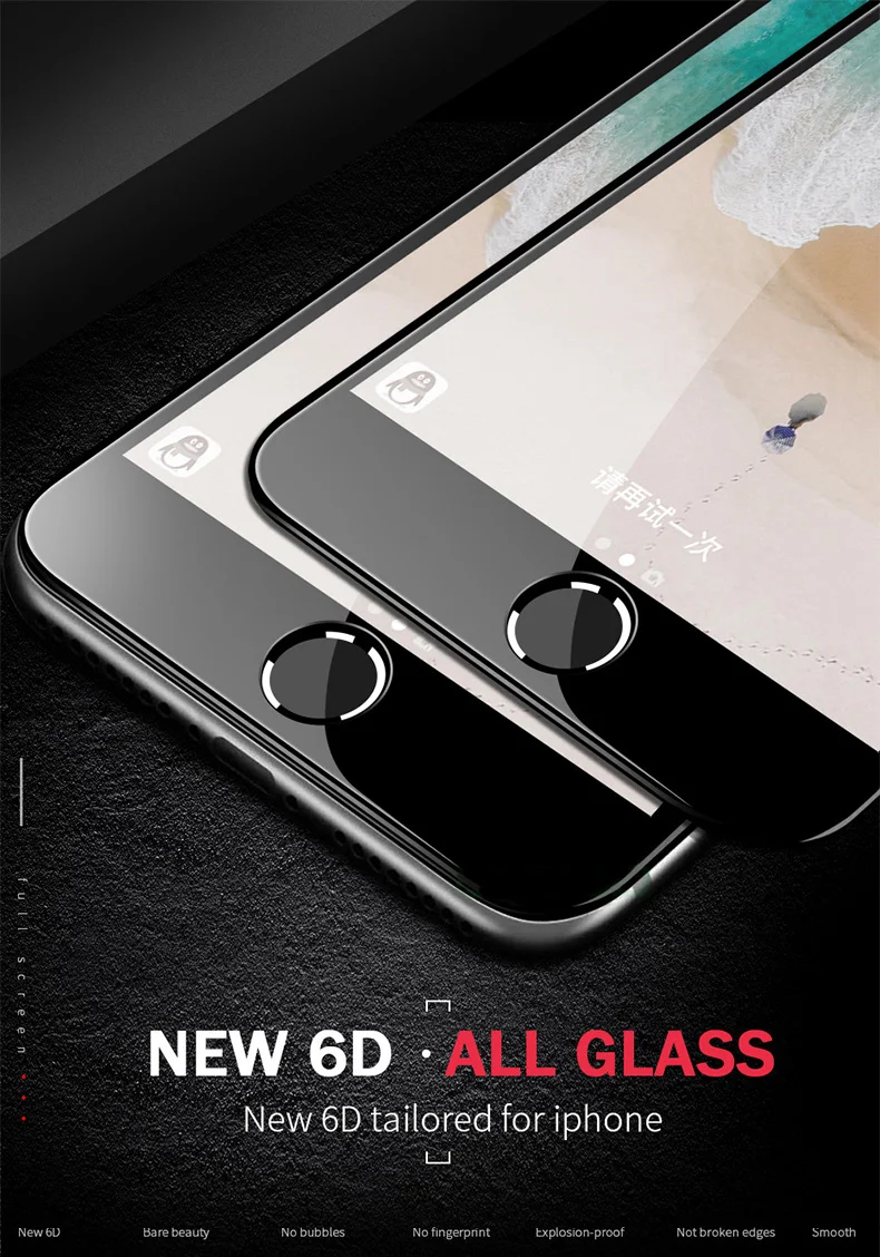 6D изогнутое полное покрытие краев закаленное стекло для iPhone 8 7 6 Plus X Защита экрана для iPhone 7 8 6 6s Plus защитное стекло flim