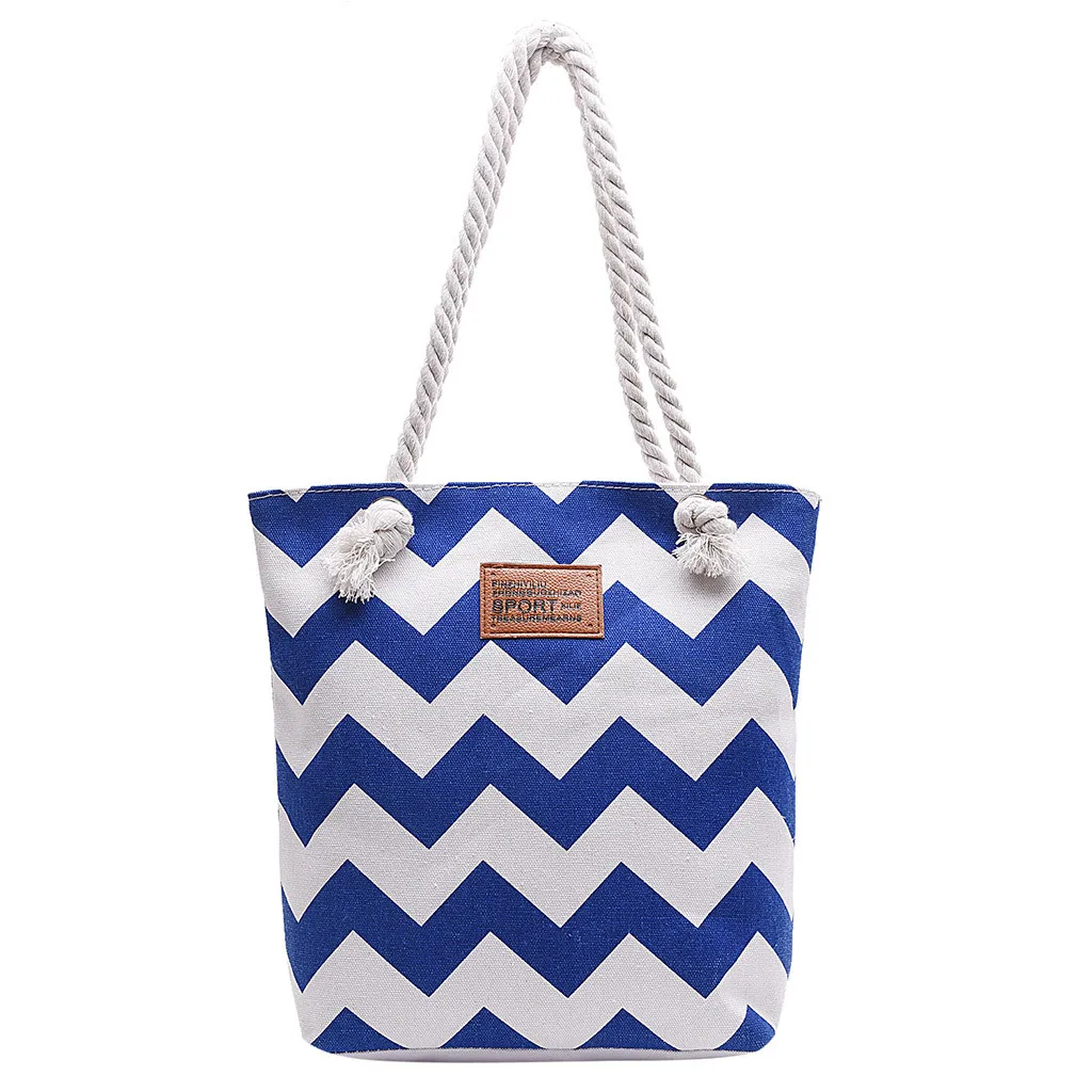 A New Casual Women Striped Large Capacity Tote Canvas Shoulder Bag Shopping Bag Beach Bags Casual Tote Bolsa Feminina#H10 - Цвет: A