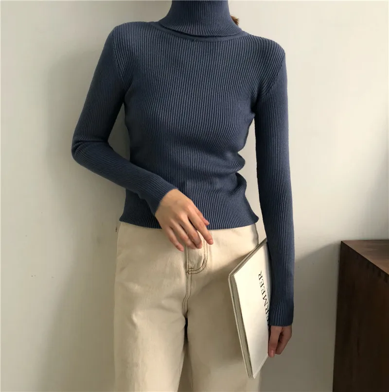 Winter Women Sweaters 2019 Korean Chic Vintage Turtleneck Long Sleeve Knitted Jumpers Female Cashmere Femme Elasticity Pullovers | Женская