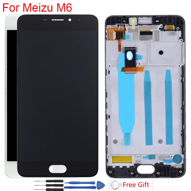 Дисплей 5," Meizu M6 M711H, ЖК-дисплей с рамкой, сенсорный экран, дигитайзер в сборе, замена 1280*720 IPS LCD