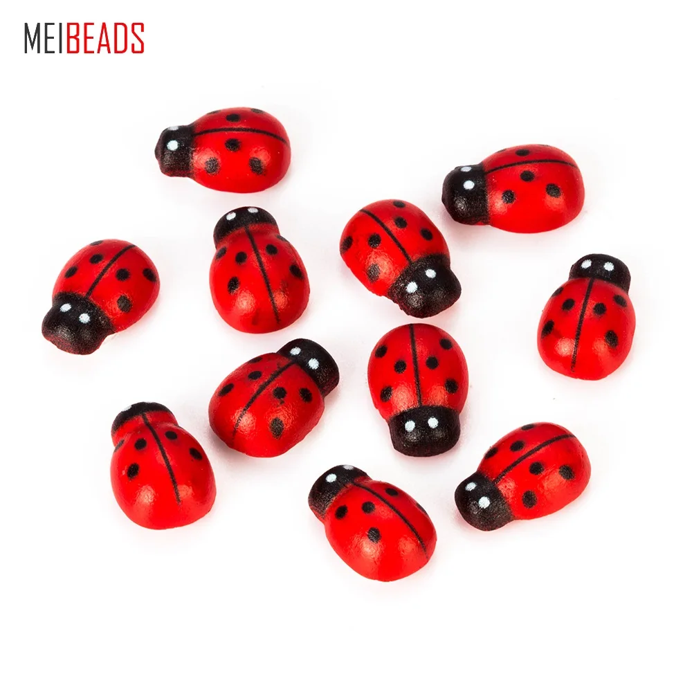 MEIBEADS 100 шт./лот пластиковые мини-бусины божья коровка ручной работы для телефона