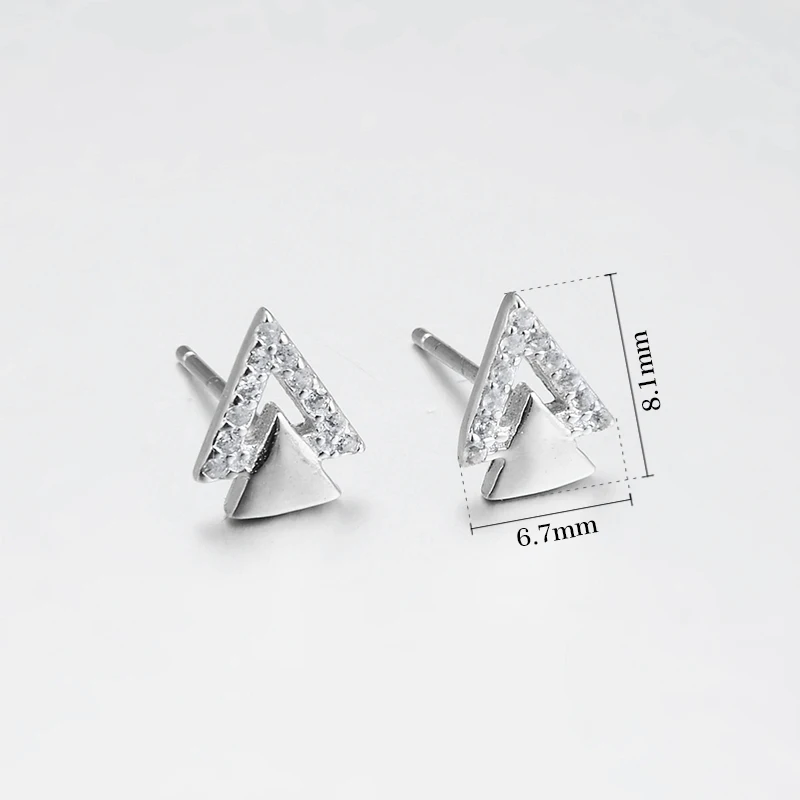 Fashion Geometric Womens Accessories Clear CZ Triangle Stud Earrings for Women 925 Sterling Silver Jewelry 2018 | Украшения и