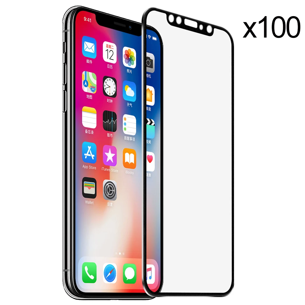 100 шт. из металла 3D full cover для iPhone X 8 7 плюс 6 6s защита экрана закаленное стекло