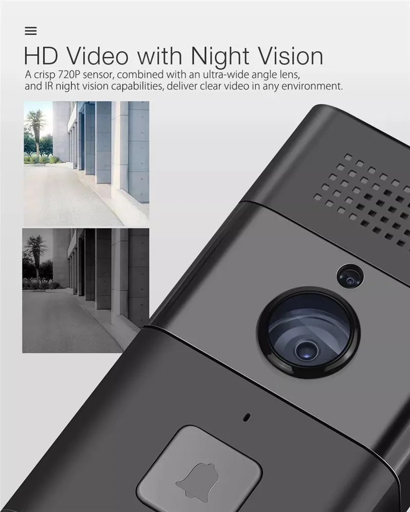 DIGOO DG-XYB 720P HD wifi беспроводной умный видео дверной звонок двухсторонний аудио функция сообщения умный дом монитор безопасности сигнализация