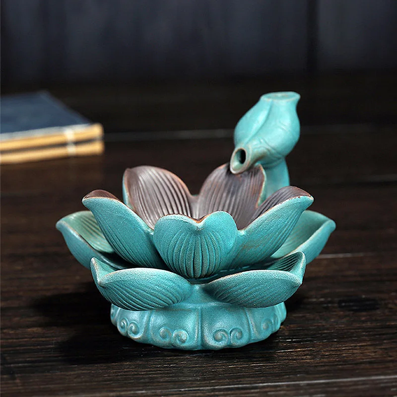 Обратного потока Светодиодный горелка для благовоний в виде лотоса водопад