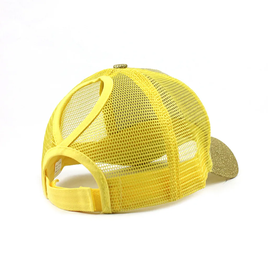 girls cap Ponytail Messy Buns Trucker Plain Baseball Visor Cap Unisex Glitter Hat petten voor mannen cappellini uomo#XP15