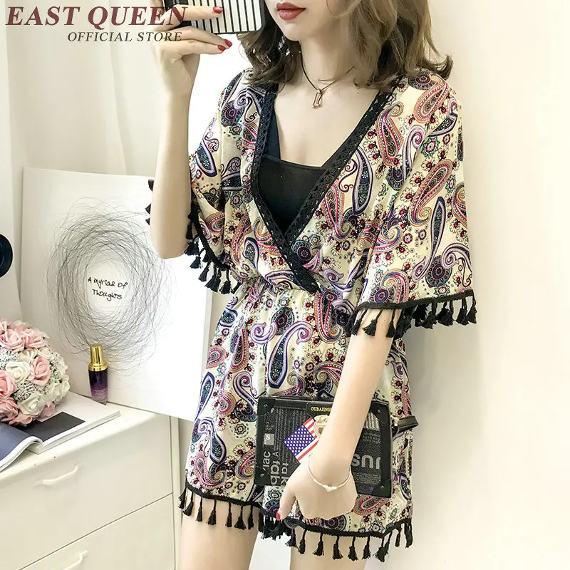 Женский шифоновый комбинезон с бахромой Летний шортами пляжный NN0745 YQ 2018|beach