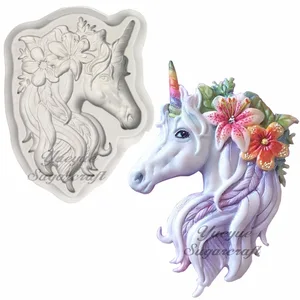 Yueyue силиконовая форма для торта в виде единорога, форма для помадки, инструменты для украшения торта, форма для шоколадной мастики резиновая форма