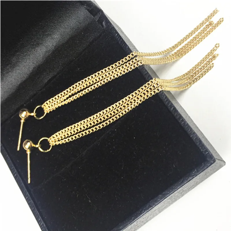 Длинная кисточка цепочка серьги элегантные золотые серебряные цвета капли воды