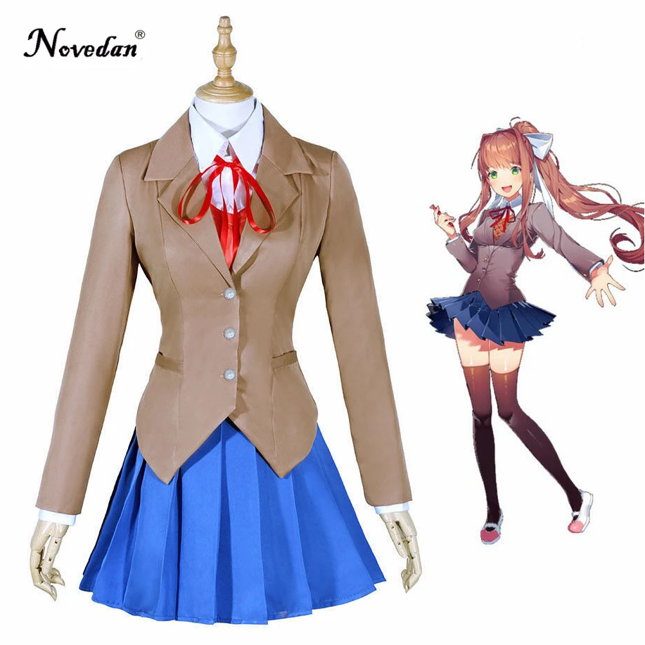 Doki Literature Club Monika Косплей Sayori Yuri Natsuki Костюм Аниме японская школьная форма женский