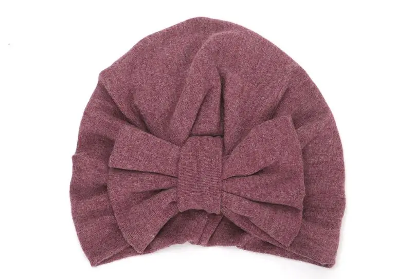 dark purple Новинка года; брендовая Удобная шапка для новорожденных девочек с цветочным принтом; шапка чалма с бантиком для больницы; хлопковая шапочка; подарки; - Цвет: dark purple