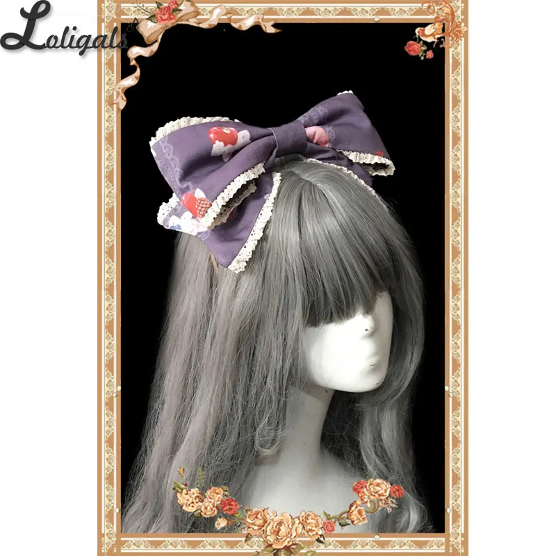 Purple Headbow Сова~ сладкий печатных Лолита съемный воротник/бантик для головы Инфанта - Цвет: Purple Headbow