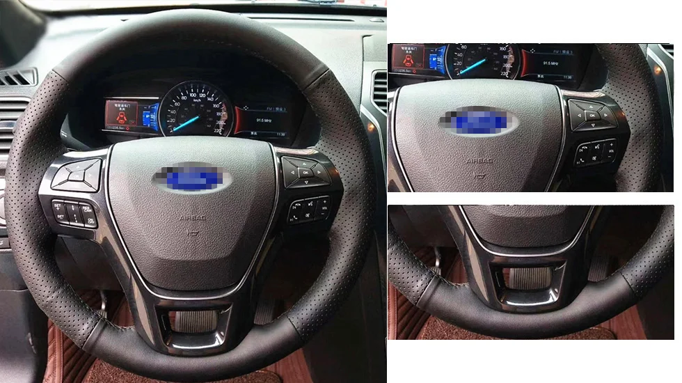 LUNDA кожаный сшитый вручную чехол рулевого колеса автомобиля для Ford Explorer aurus Raptor F150 зонды на заказ рулевая крышка