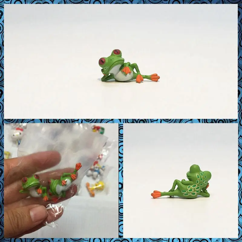 Бесплатная доставка 2 шт./лот забавная ленивая лягушка мини фигурки ПВХ