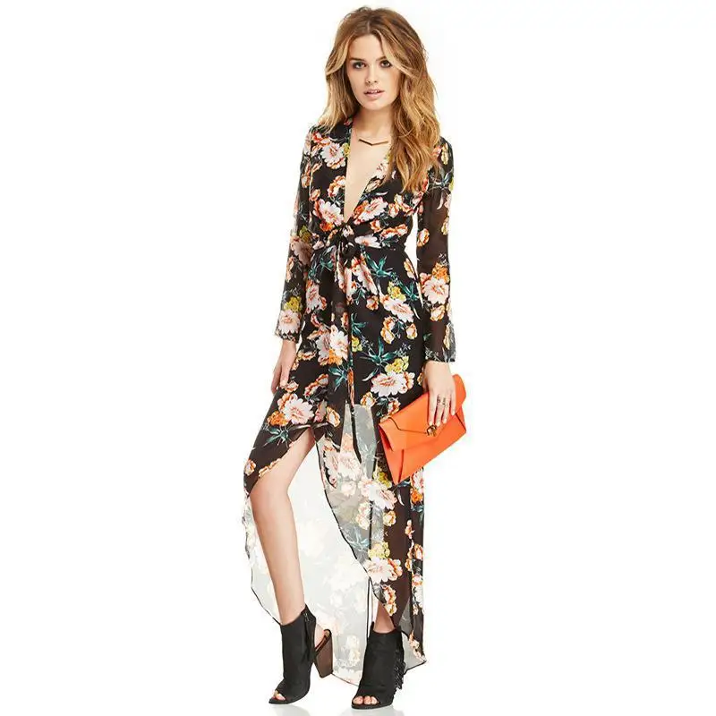 2016 Новое Прибытие Платье Высокого класса Халат Макси Летом Шифона Ласточкин