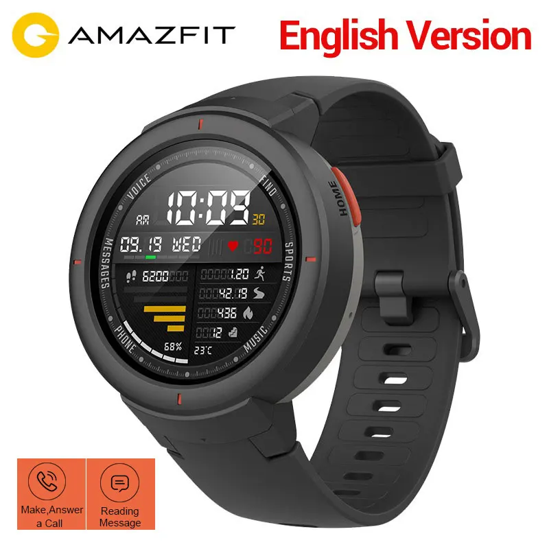 Xiaomi Huami Amazfit Verge Смарт-часы английская версия 1,3 дюймов AMOLED экран с gps HR сенсор ответ на звонки IP68 водонепроницаемый