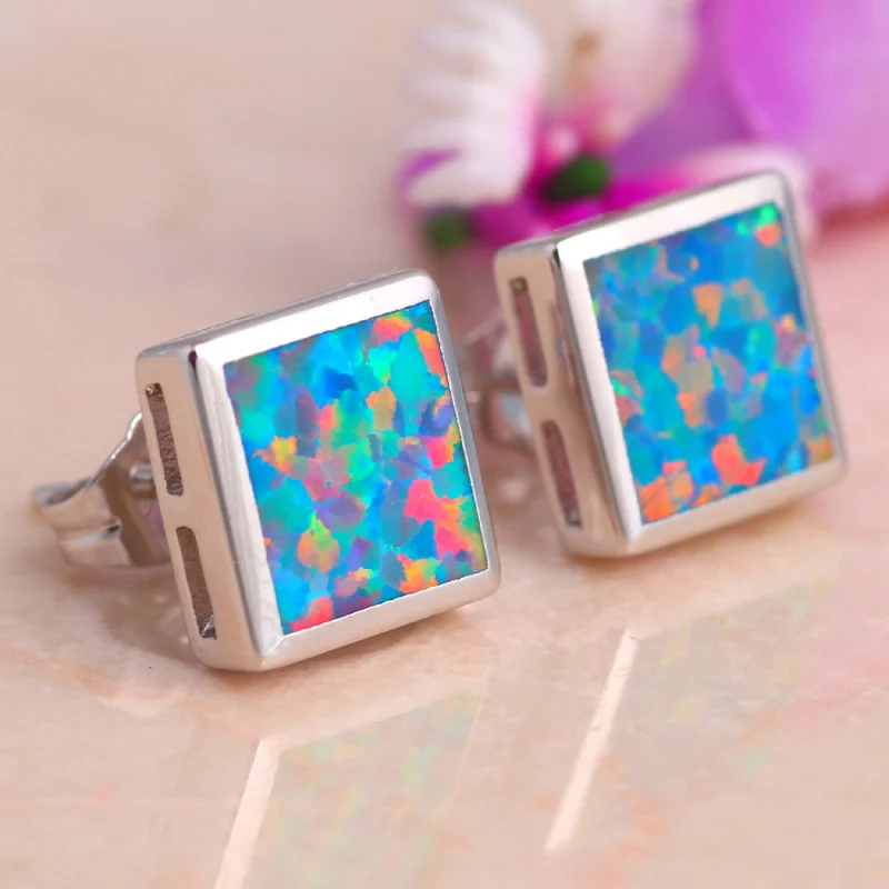 Rolilason стильный квадратный Стиль оранжевый и зеленый огненный опал подарок на