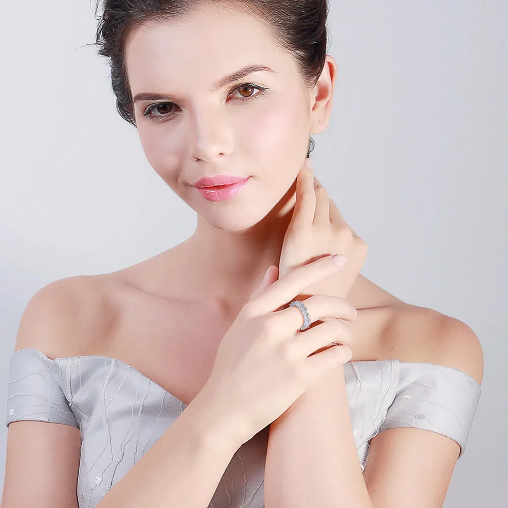 ORSA JEWELS реальные 925 пробы Серебряные кольца для Для женщин Для мужчин Обручение и обручальное AAA CZ модные праздничные ювелирные изделия SR48
