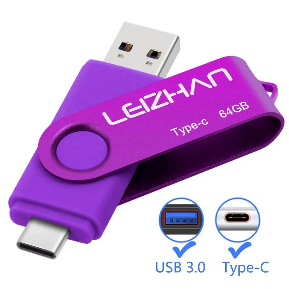 Флэш накопитель LEIZHAN USB C 256 ГБ флэш 3 0 быстрая скорость 16 32 64 128 карта типа C|USB