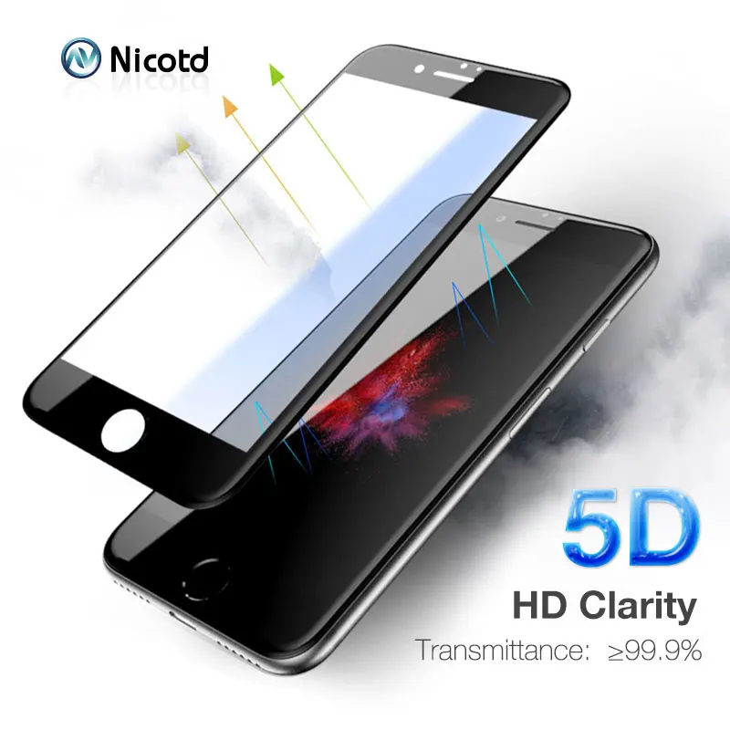 5D Tempered Glass for iPhone 8 Screen Protector 6 6s Plus Phone Protective on the 7 X | Мобильные телефоны и аксессуары
