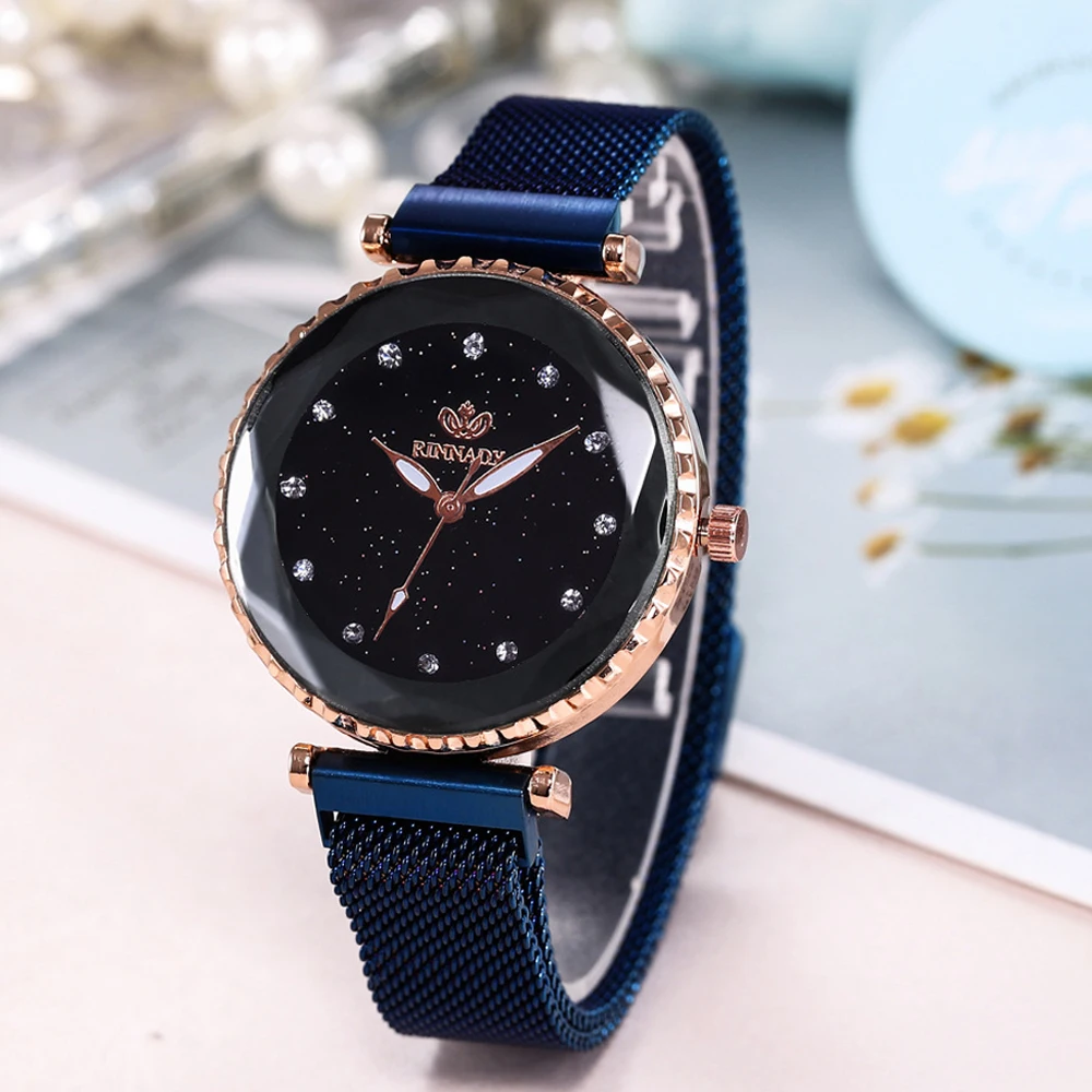 Reloj magntico de lujo para mujer piedra con diamante regalo seor|Женские наручные часы| |