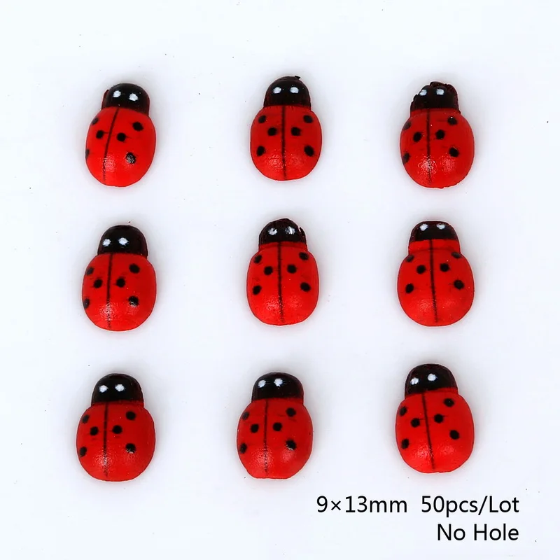 Ladybird No Hole 50 шт. 2 отверстия плоские деревянные Пуговицы Красочные смешанные животные цветок окрашенные кнопки DIY Одежда Ремесло шитье, скрапбукинг, аксессуары - Цвет: Ladybird No Hole