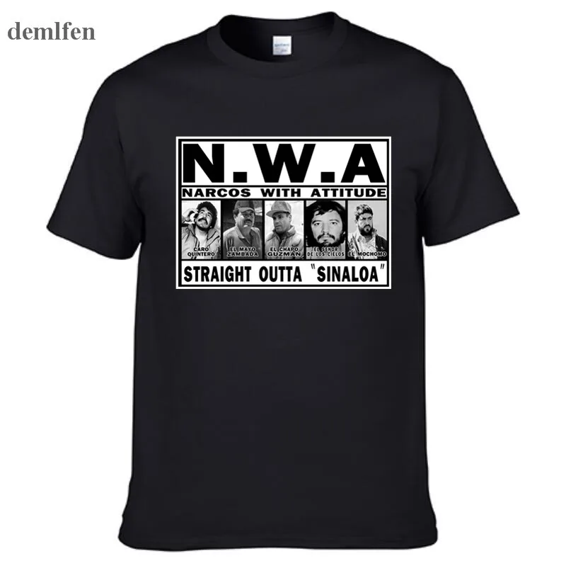 NWA Narcos с отношением футболка Chapo Cartel Tee прямой из Sinaloa мужская женская коротким