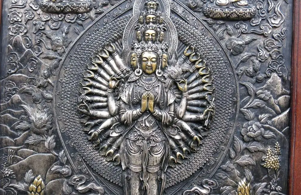 Бесплатная доставка 30 &quotтибетская деревянная Серебряная позолоченная медь пять