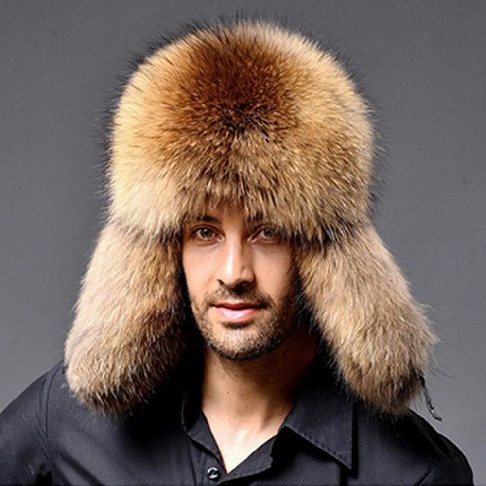 2019 Winter Men's Faux Fur Leather Hat Ushanka Thick Bomber Trapper Earflap Outdoor Hunting Ear Protection Russian Caps | Аксессуары