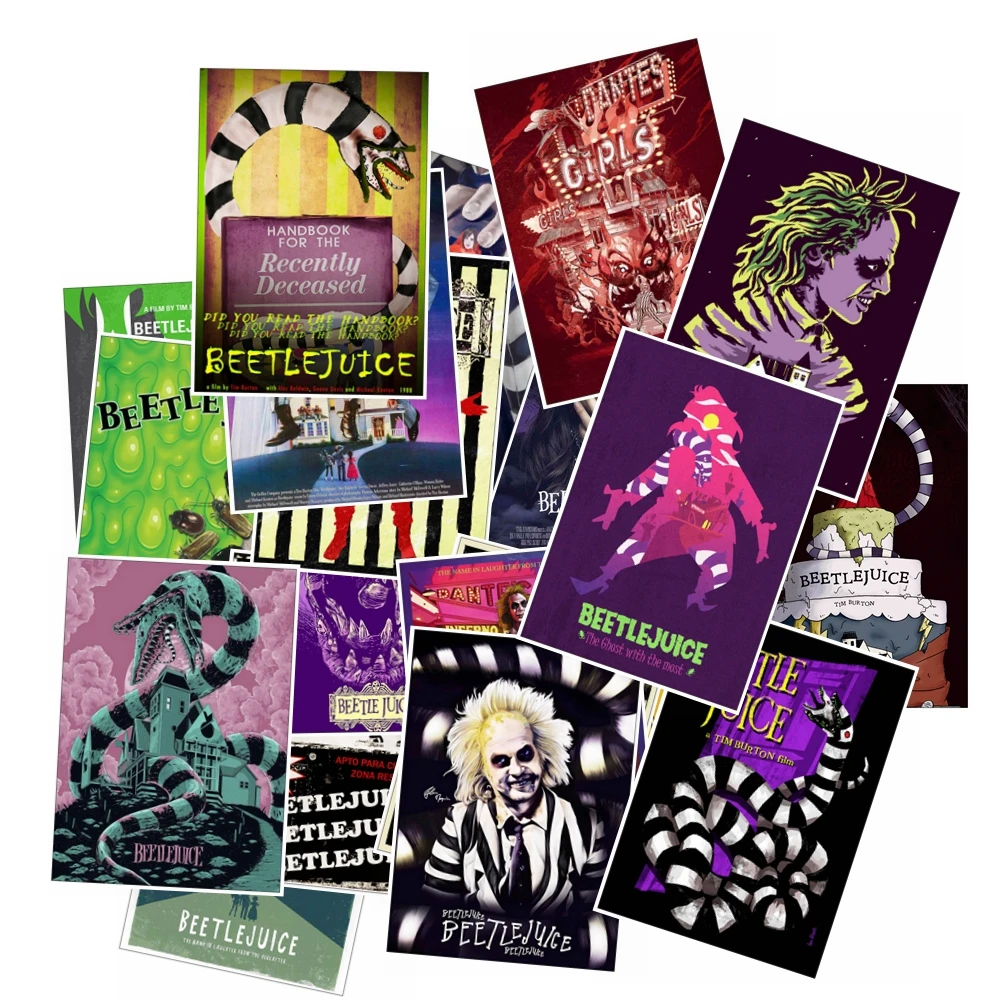 25 шт., смешанные постеры Beetlejuice, граффити, Тим Бертон, стикеры из фильмов для ноутбука, багаж, водонепроницаемые, сделай сам, игрушка, наклейка