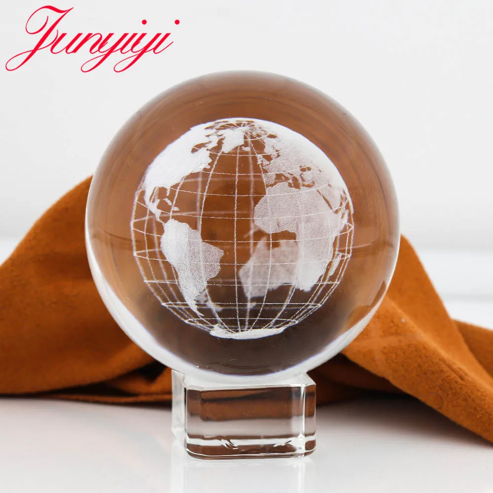 Crystal Holder 3D украшения дома аксессуары подарок земля хрустальный шар Миниатюрная модель земного шара объектив стеклянный шар орнамент 60 мм - Цвет: Crystal Holder