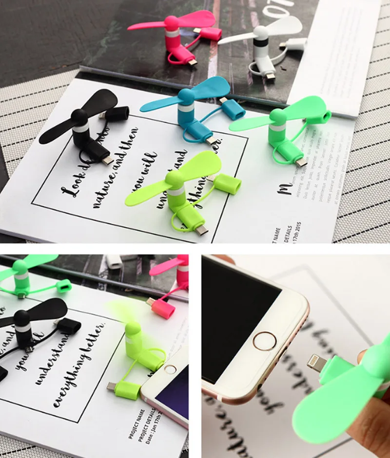 USB вентилятор 6 цветов портативный путешествия мини USB вентилятор для IPhone Ipad USB гаджеты многофункциональные для Android Micro type-c 3 в 1 Usb вентилятор