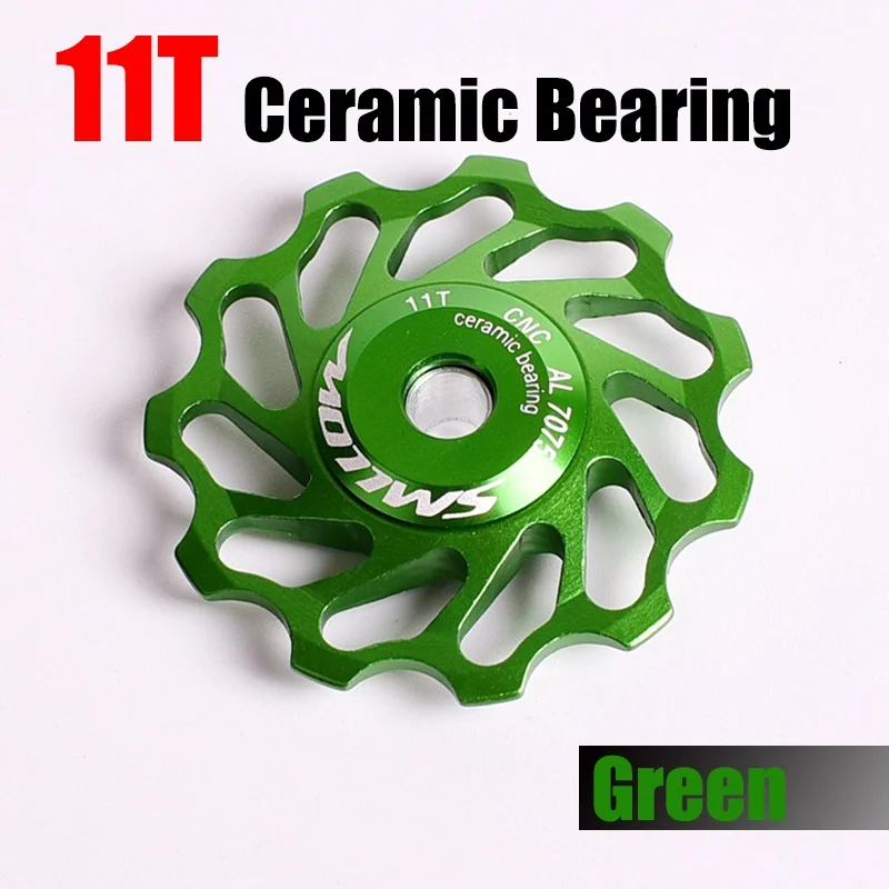 11T Green 11 T MTB керамический подшипник опорный ролик шкив 13 T задний переключатель передач велосипедный шкив 4 мм 5 мм 6 мм велосипед направляющий шкив колеса - Цвет: 11T Green