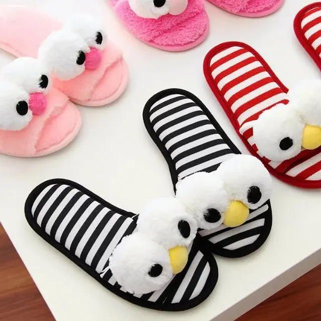 

2019 Women's Slippers With Fur Winter Casual Shoes Lovely Home Floor Soft Stripe Slippers Female Shoes Keep Warm Hot