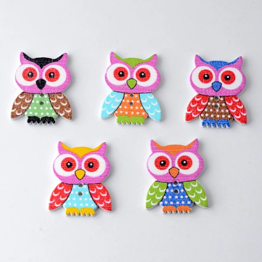 Бесплатная доставка-20 шт. Случайные Смешанные Милые Животные Совы с 2 отверстиями деревянные живописи швейные пуговицы для скрапбукинга 35 мм x 28 мм F0021